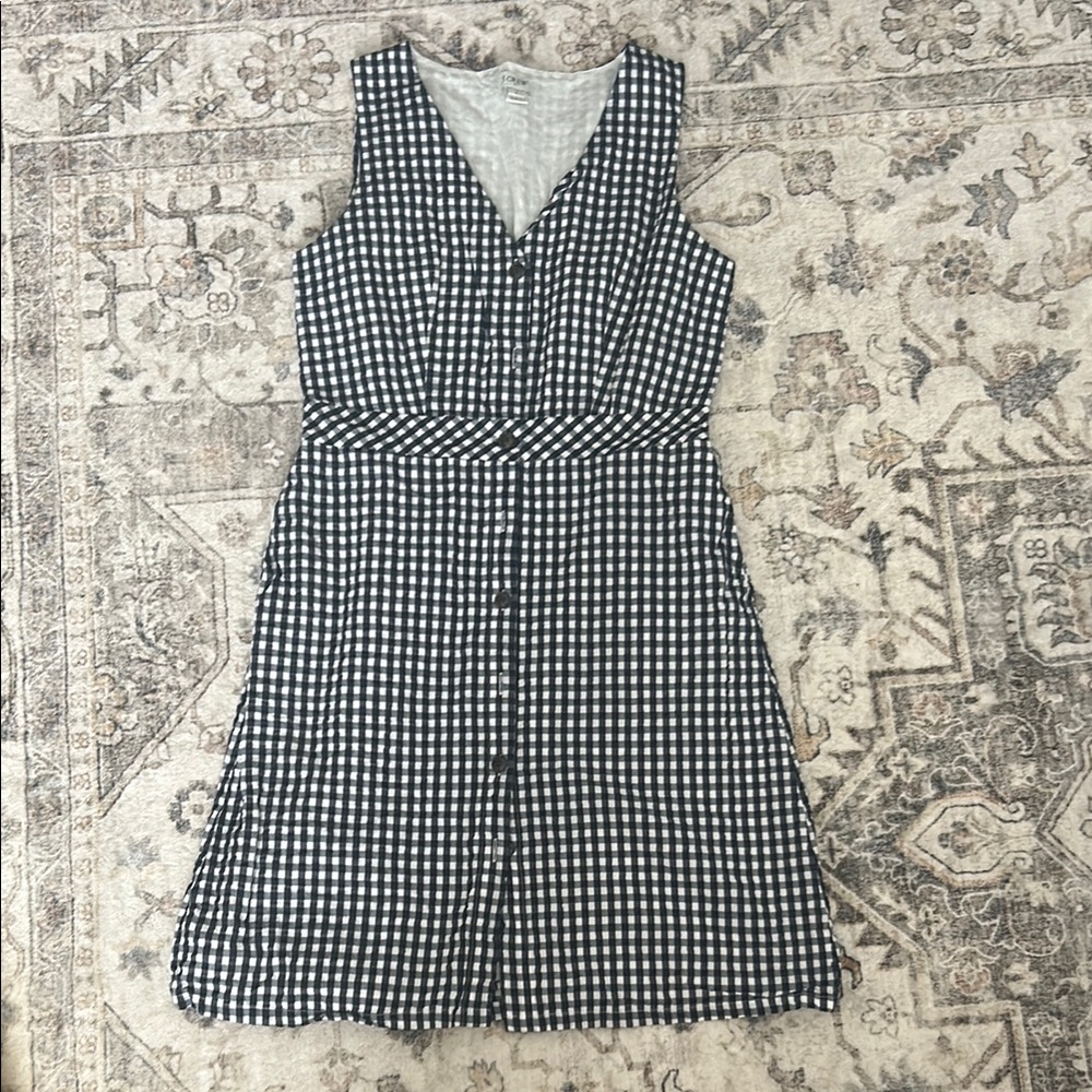 J. Crew Navy and White Sleeveless Midi Sundress